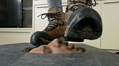 Hiking boots face trampling and licking (small version)