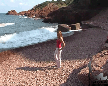 high heel trample and shoes cleaning at the seaside