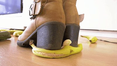 Bananas and cucumbers under my boot soles