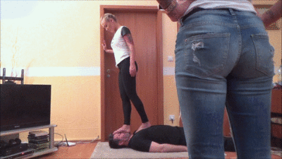 SOPHIE and MARIA - College Students Have Fun! - SADISTIC Trampling, Facestanding And Foot Domination