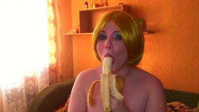sucking a banana