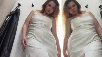 goddess in white  leather dress