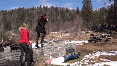 GABRIELLA & SCARLET - A trip to the mountains - INHUMAN jumping with combat boots (BRUTAL CLIP!)