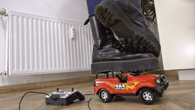 Crushing your RC car under my rough boots