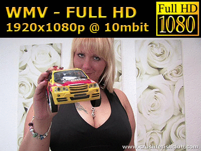 0012 - BBW Cathy stomps a toy car (WMV, FULL HD, 1920x1080 Pixel)