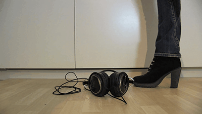 Tough headphones under my rough boots