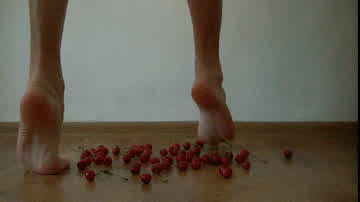 Barefoot cherries crushing